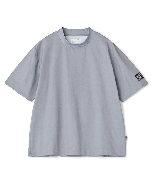 ドットメッシュプリントモックネックTシャツ＜ストレッチ・軽量・ハンドウォッシャブル・通気性＞