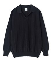 《別注》COLE HAAN 14G変形ヘリンボンジャカードニットスキッパーポロ