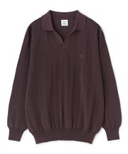 《別注》COLE HAAN 14G変形ヘリンボンジャカードニットスキッパーポロ