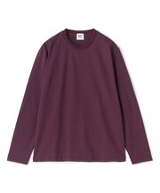 リンクスジャカード 変形クルーネックロングTシャツ［抗菌防臭］