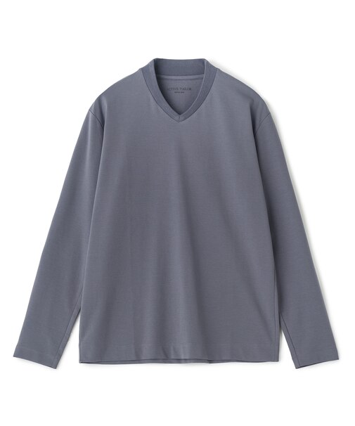 アクティブテーラー シルケットスムース VネックロングTシャツ［シルケット加工/抗菌防臭/帯電防止］