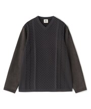 アランパネル ニットコンビVネックロングTEE