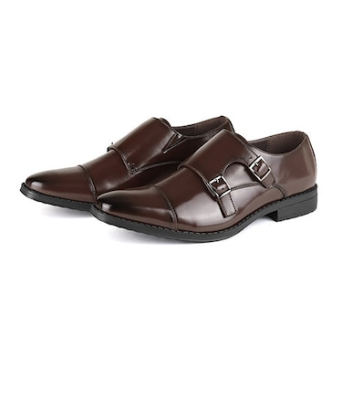 【大きいサイズ対応～30cm/防滑】ダブルモンクストラップ ストレートチップ ビジネスシューズ(2675)