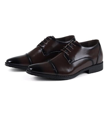 【+6cm身長UP/防滑/大きいサイズ対応】インヒール入り 外羽根ストレートチップ ビジネスシューズ(2681)