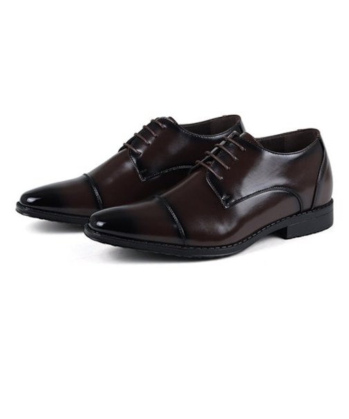 【+6cm身長UP/防滑/大きいサイズ対応】インヒール入り 外羽根ストレートチップ ビジネスシューズ(2681)