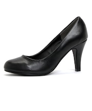 ラウンドトゥスムースレザーパンプス【8cmヒール】(5351)