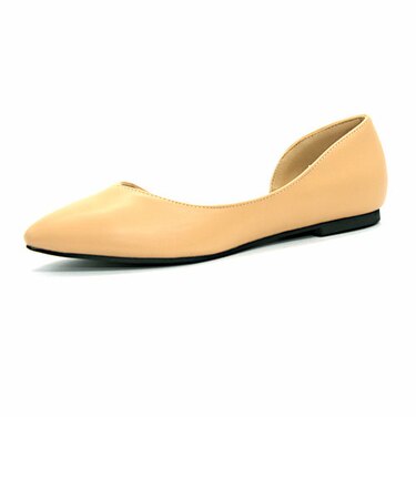 低反発 サイドオープンカットスムースフラットパンプス(5404)