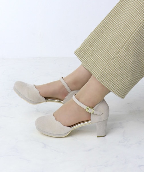 スカラップセパレートストラップパンプス【6.5cmヒール】(5480)