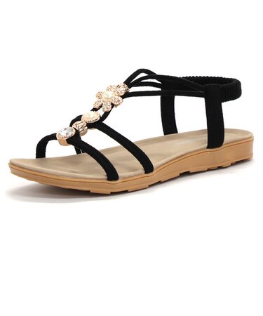 ぺたんこフラットビジューサンダル(5560)