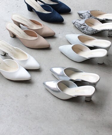 クッション入り Vカットミュールパンプス【7cm】(5439)