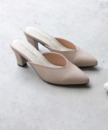 クッション入り Vカットミュールパンプス【7cm】(5439)