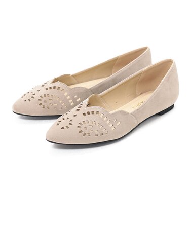 カットワークフラットパンプス【0.7cmヒール】(5574)