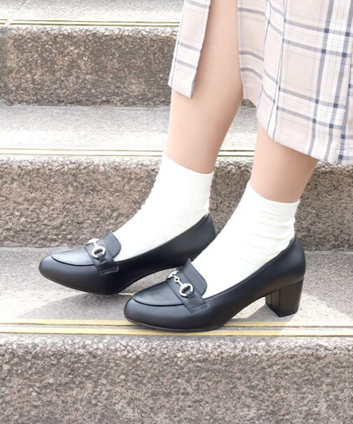 クッション入り ヒールビットローファー【5cm】(3019)