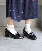 クッション入り ヒールビットローファー【5cm】(3019)