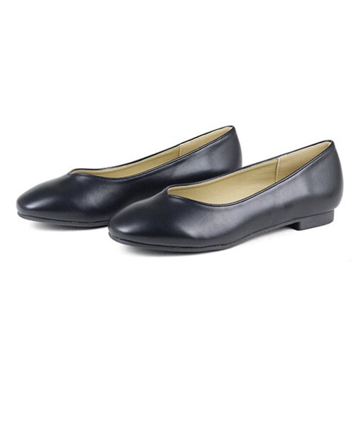 クッション入り クロコ調スクエアトゥフラットシューズ (1128)