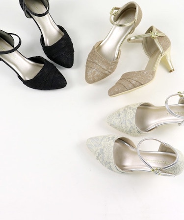 ストラップレースパンプス【7cmヒール】 (1201)