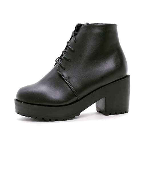 クッション入 厚底レースアップブーツ【7.5cm】 (9040)