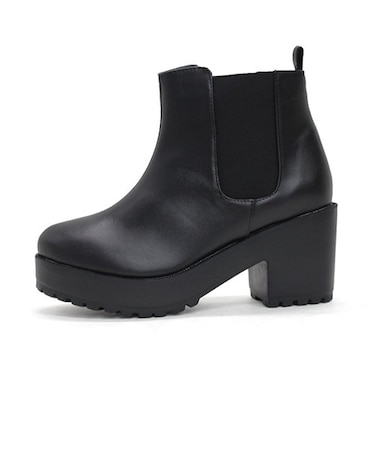 クッション入 厚底サイドゴアショートブーツ【7.8cmヒール】 (9041)