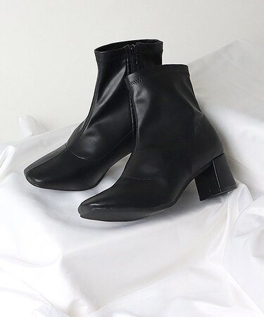 クッション入り スクエアトゥストレッチブーツ【5.5cmヒール】 (9045)