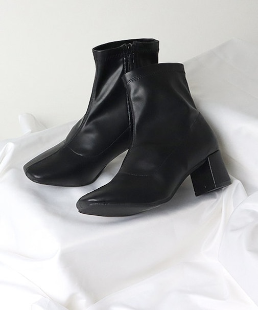 クッション入り スクエアトゥストレッチブーツ【5.5cmヒール】 (9045)