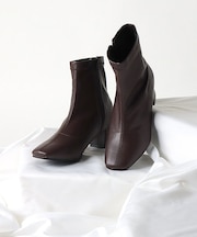 クッション入り スクエアトゥストレッチブーツ【5.5cmヒール】 (9045)