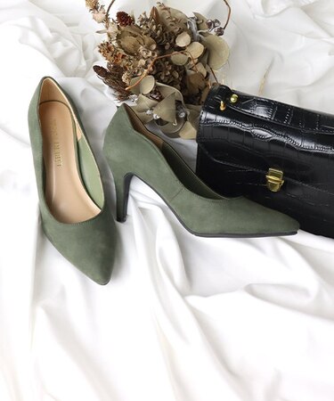 デザインカットスエードパンプス【8cmヒール】 (1141)