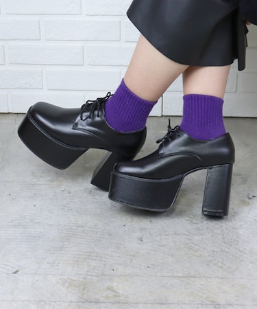 クッション入 厚底レースアップシューズ【10.5cmヒール】 (1533)