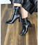 セットバックヒールストレッチショートブーツ【7.5cmヒール】 (9064)