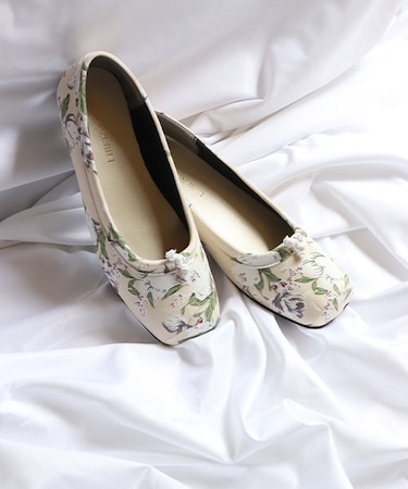 スクエアトゥフラットバレエパンプス (1153)