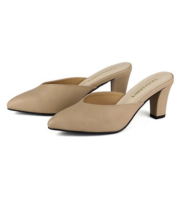 ★新色登場★クッション入り Vカットミュールパンプス【7cm】(5439-1)