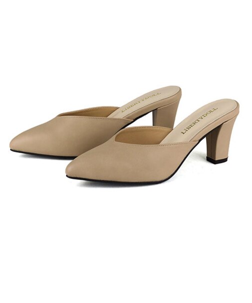 ★新色登場★クッション入り Vカットミュールパンプス【7cm】(5439-1)