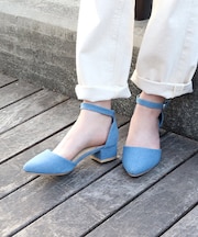 クッション入り セパレートストラップフラットパンプス【3.5cmヒール】 (5391-3)