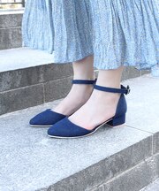 クッション入り セパレートストラップフラットパンプス【3.5cmヒール】 (5391-3)