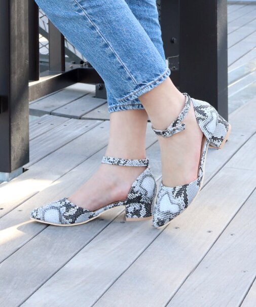 クッション入り セパレートストラップフラットパンプス【3.5cmヒール】 (5391-3)