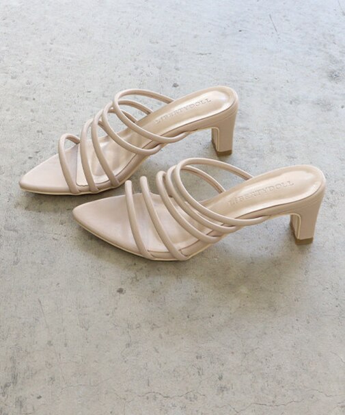 ポインテッドトゥミュールサンダル【6.2cmヒール】(4111)