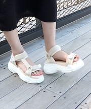 ふわふわクッション入り 厚底ベルクロスポーツサンダル【6cm】(4083)
