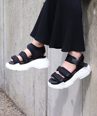 ふわふわクッション入り 厚底ベルクロスポーツサンダル【6cm】(4084)