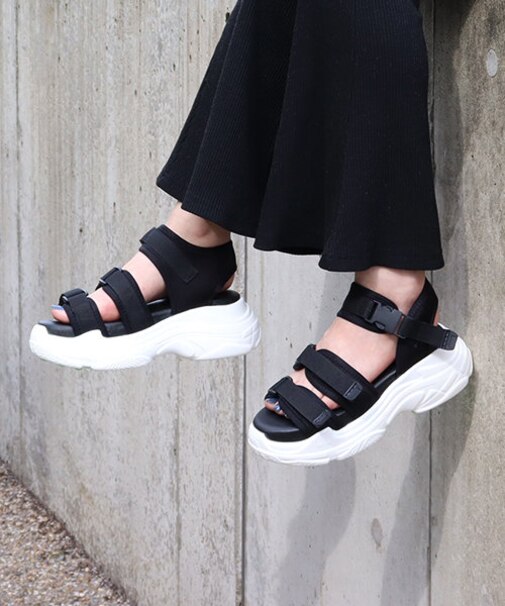 ふわふわクッション入り 厚底ベルクロスポーツサンダル【6cm】(4084)