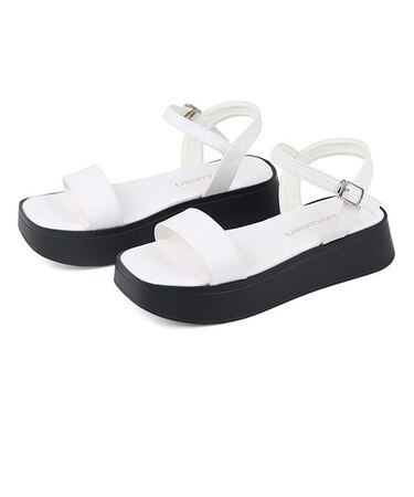 超軽量 厚底スクエアストラップサンダル【3.5cmヒール】(4126)