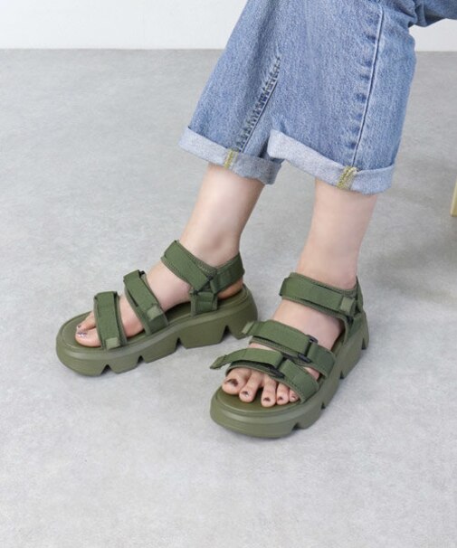 超軽量 厚底ベルクロスポーツサンダル【5cmヒール】(4117)