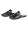 ローファー ミュール レディース ローヒール ビット 黒 革靴 かかとなし 痛くない クッションインソール ぺたんこ スクエアトゥ サンダル スリッパ パンプス ブラック きれいめ (1134)