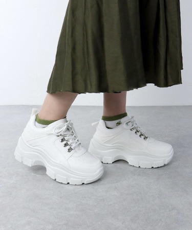 軽量/クッション入り 厚底ダッドスニーカー【6.5cmヒール】(1555)