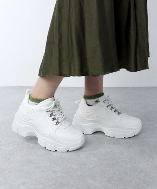 軽量/クッション入り 厚底ダッドスニーカー【6.5cmヒール】(1555)