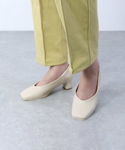 スクェアトゥVカットパンプス PUレザー【5cmヒール】(1136-1)