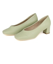 スクェアトゥＶカットパンプス PUレザー【5cmヒール】(1136-1)