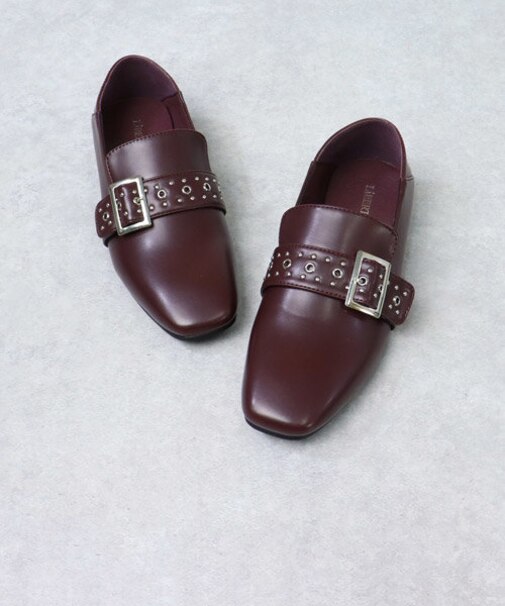 2wayスタッズホールフラットパンプス【2cmヒール】(3033)