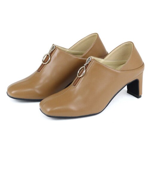 スクエアトゥリングジップブーティー【6cmヒール】(1162)