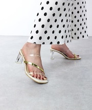 アシメストラップクリアヒールサンダル (4134)