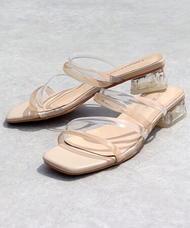 4連コードクリアヒールサンダル (4131)