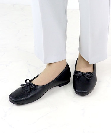 スクエアトゥ甲深バレエシューズ (1132)